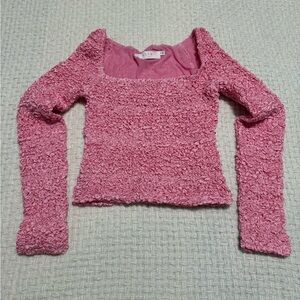 ASTR The Label Sorrel long sleeve pink medium women’s bubble top.